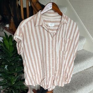 LOFT Lounge Linen Striped Blouse